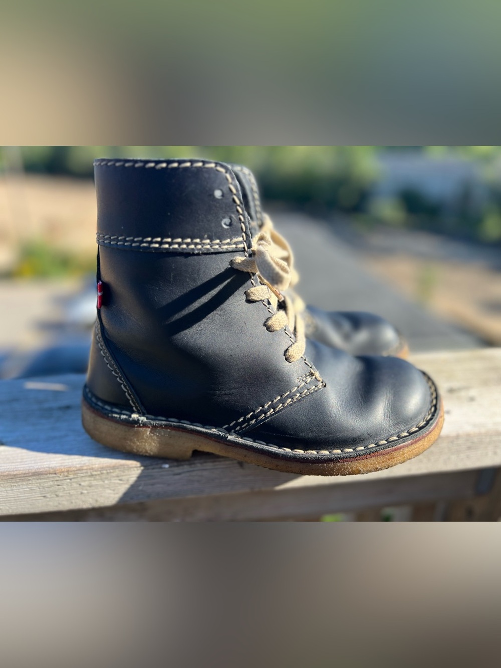 Black Leather Kids' Lace-Up Ankle Boots